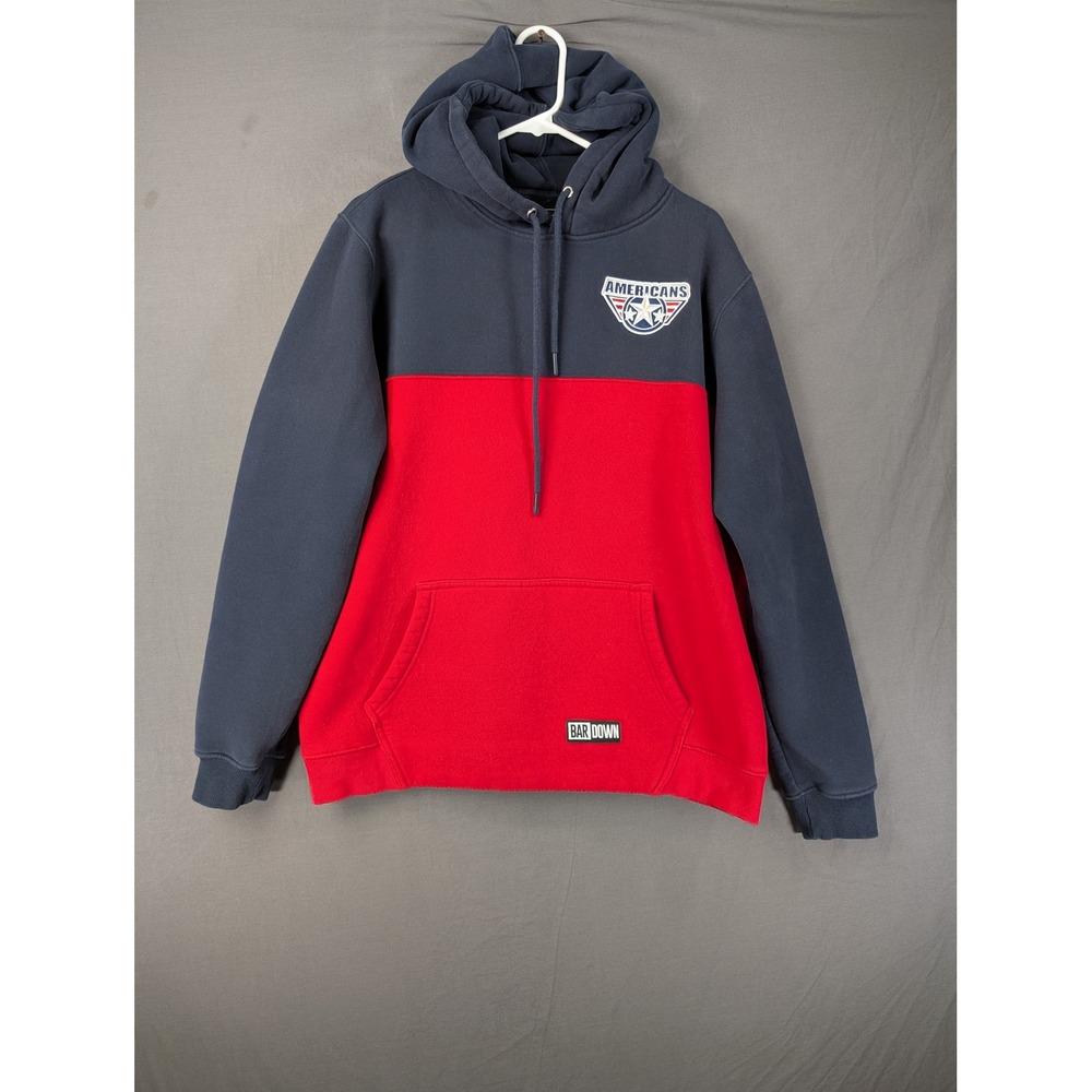 Bardown Rochester Americans Hockey Hoodie Mens XL Red Blue‎ Colorblock Pullover